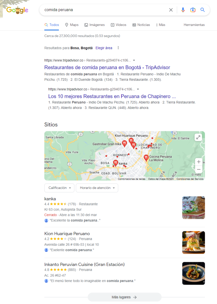 seo local ejemplo sin ubicación