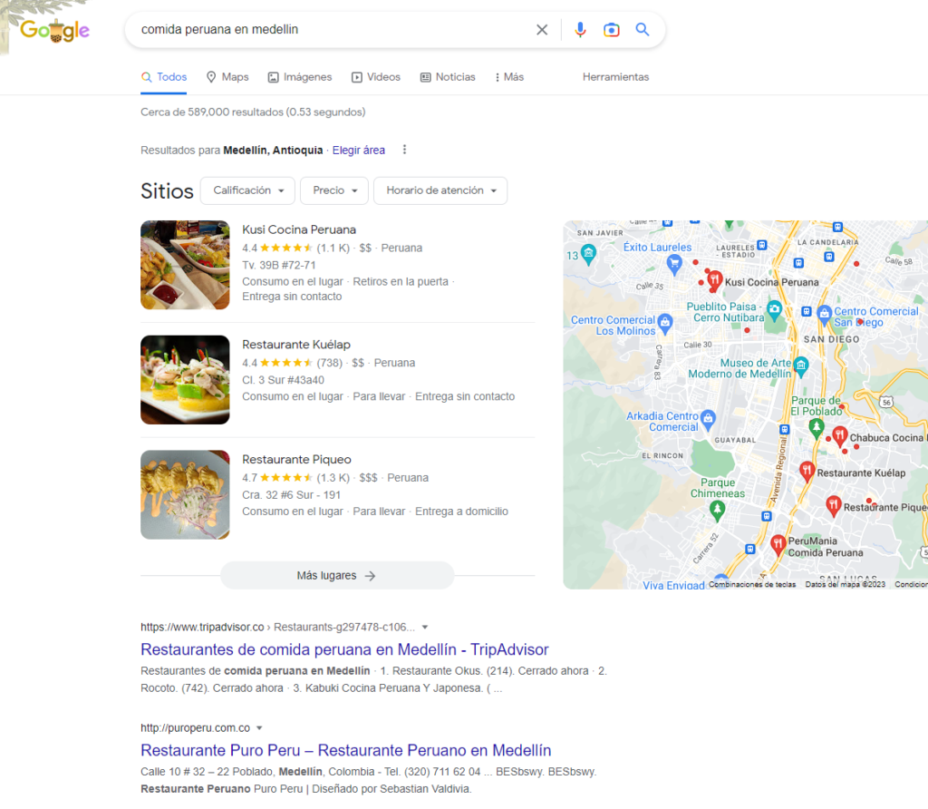 seo local ejemplo con ubicación contradictoria